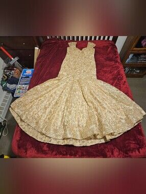 Marsoni By Colors Gold Sequin Prom Dress